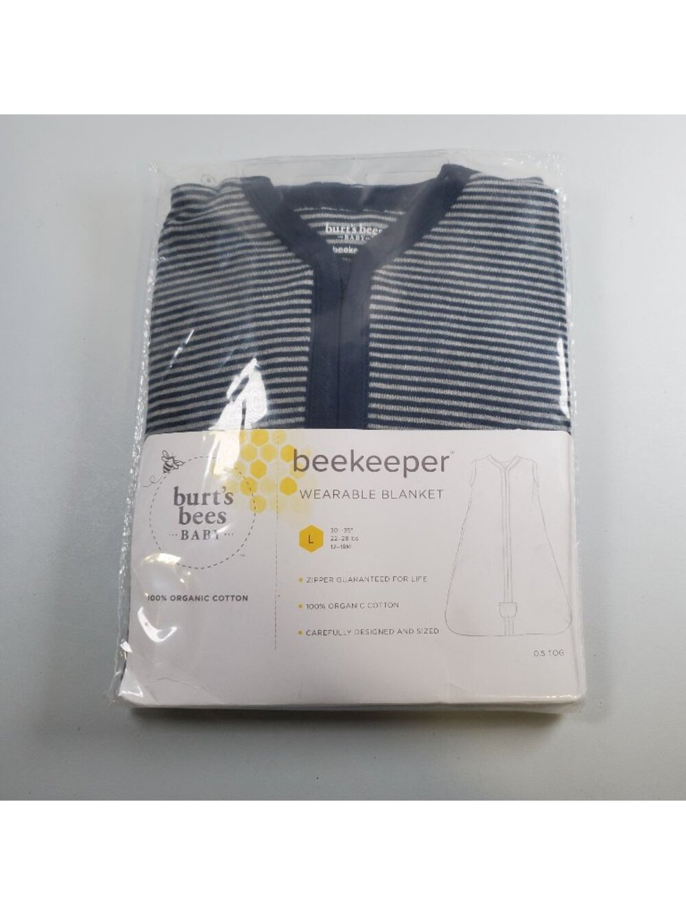Burts Bees Beekeeper Wearable Blanket Baby Size Large NWT Organic Cotton